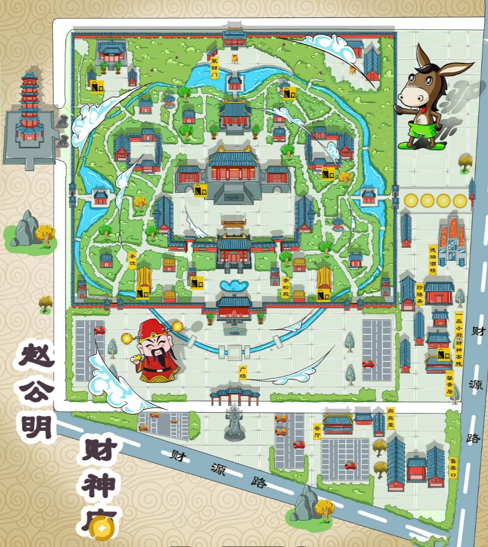 迪庆寺庙类手绘地图